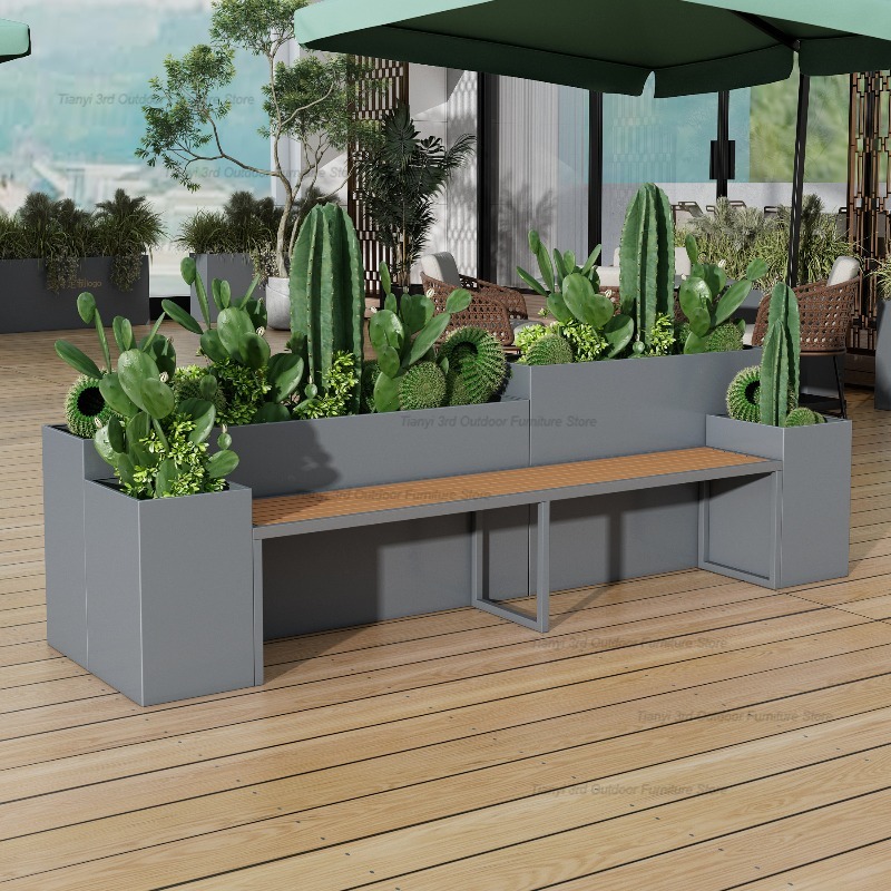 Outdoor Furniture Metal Chairs - Nordic Stainless Steel Planter Bench Mall