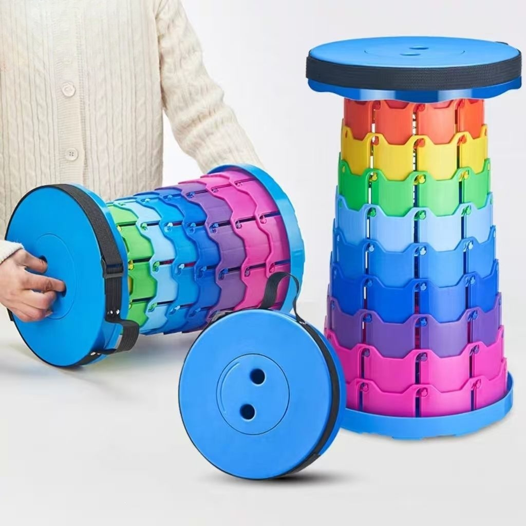 Outdoor Furniture Deals - Rainbow Telescopic Camping Stool Portable Thickened