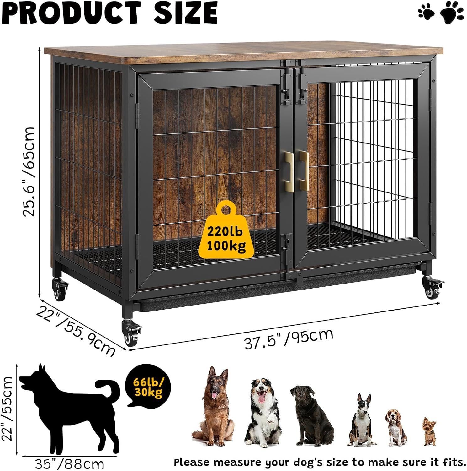 37.5 Inch Wooden Dog Crate Fur - огляд і ціна Outdoor Furniture Glides