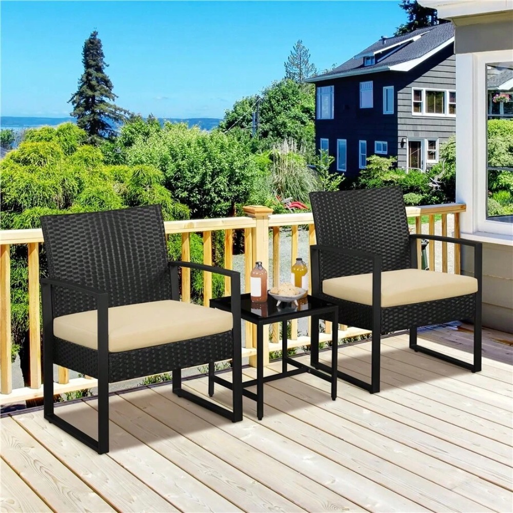 3 Piece Outdoor Wicker Furnitu - огляд і ціна Outdoor Furniture Metal Chairs
