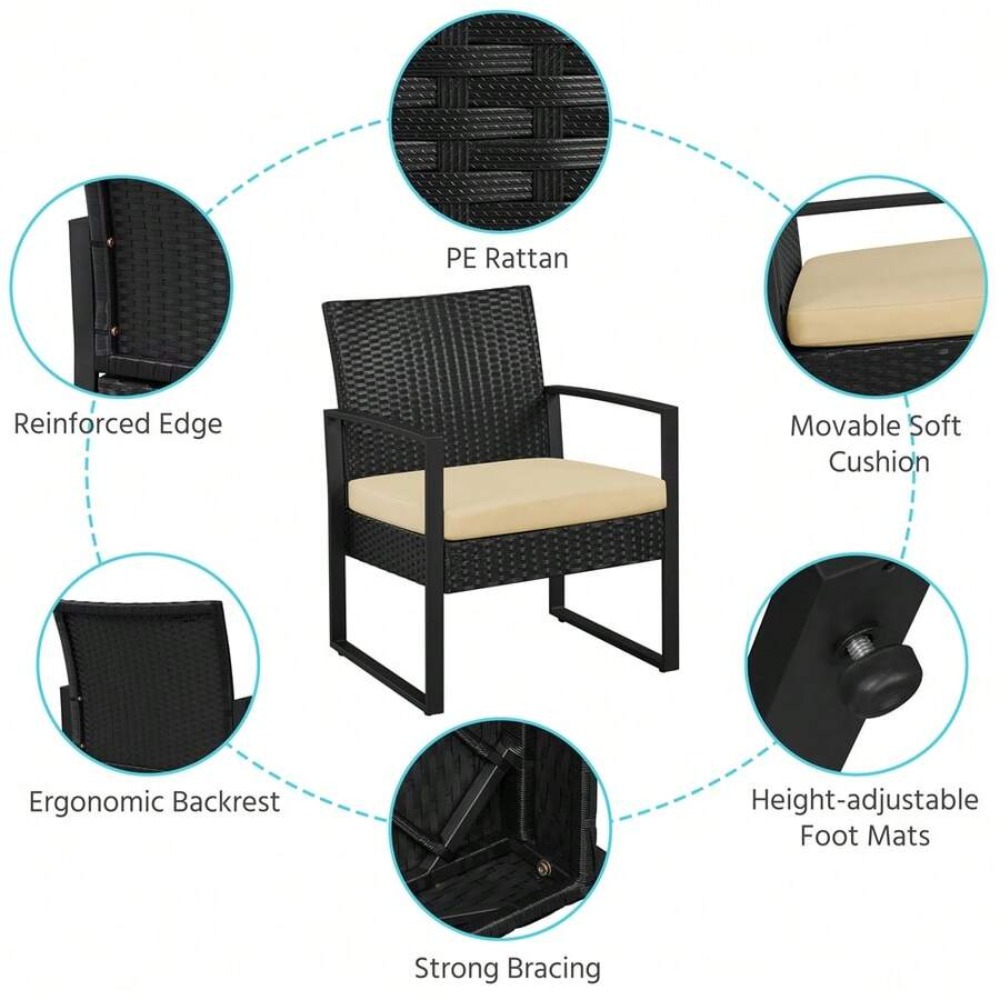 3 Piece Outdoor Wicker Furnitu - огляд і ціна Outdoor Furniture Metal Chairs
