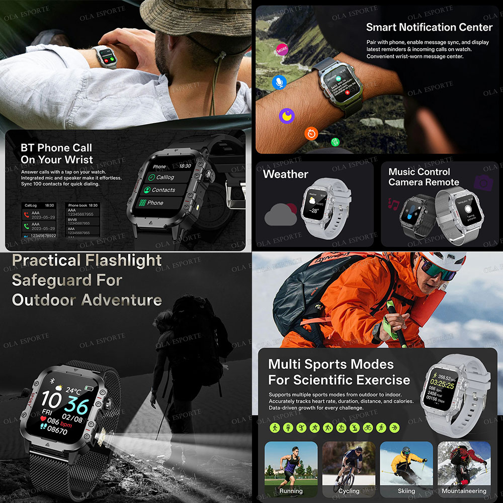 2026 Rugged Military Smart Wat - огляд і ціна Outdoor Rug Waterproof